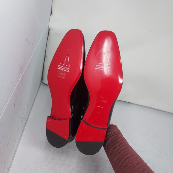 Christian Louboutin Black Patent Tassel Slip-On Loafers